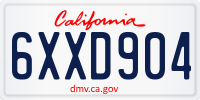 CA license plate 6XXD904
