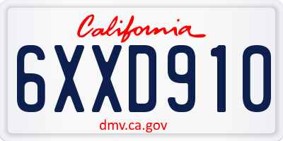 CA license plate 6XXD910