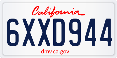CA license plate 6XXD944