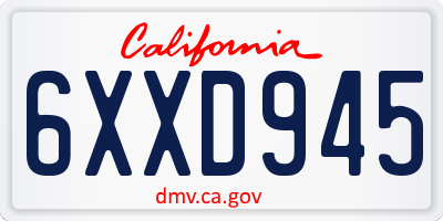 CA license plate 6XXD945