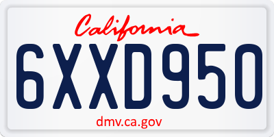 CA license plate 6XXD950