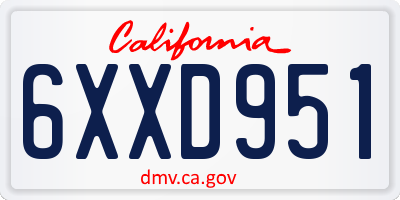 CA license plate 6XXD951