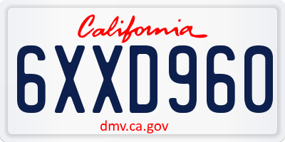 CA license plate 6XXD960