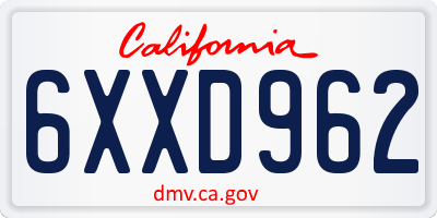 CA license plate 6XXD962