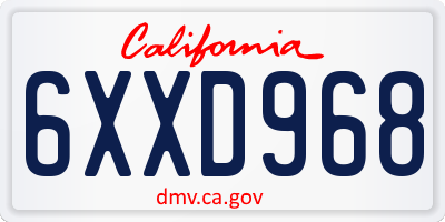 CA license plate 6XXD968