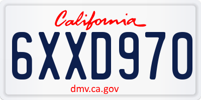 CA license plate 6XXD970