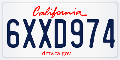 CA license plate 6XXD974
