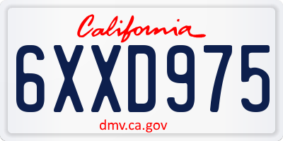 CA license plate 6XXD975