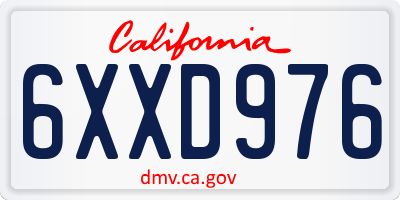 CA license plate 6XXD976
