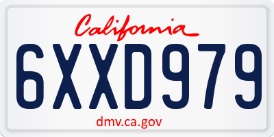CA license plate 6XXD979