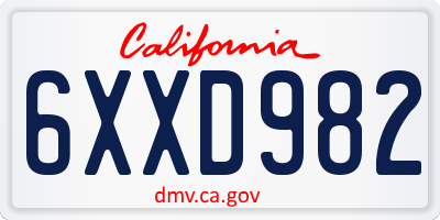CA license plate 6XXD982