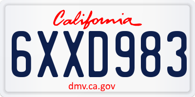 CA license plate 6XXD983