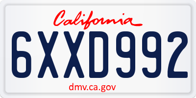 CA license plate 6XXD992