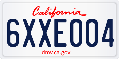 CA license plate 6XXE004