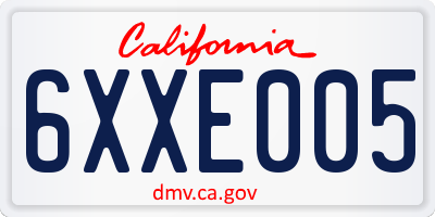 CA license plate 6XXE005