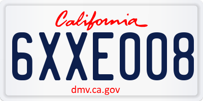 CA license plate 6XXE008