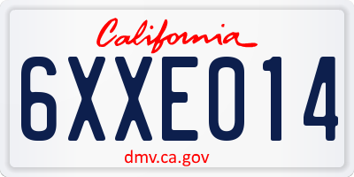 CA license plate 6XXE014