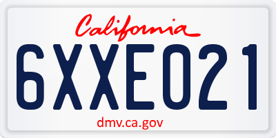 CA license plate 6XXE021