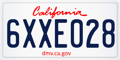 CA license plate 6XXE028