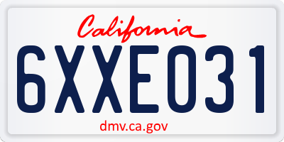 CA license plate 6XXE031