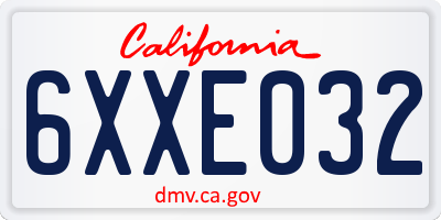 CA license plate 6XXE032