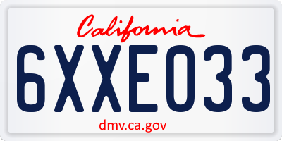CA license plate 6XXE033