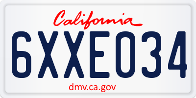 CA license plate 6XXE034