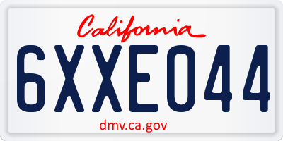 CA license plate 6XXE044