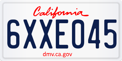 CA license plate 6XXE045