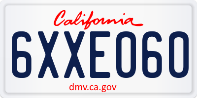 CA license plate 6XXE060