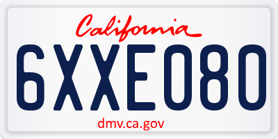 CA license plate 6XXE080