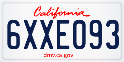 CA license plate 6XXE093