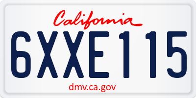 CA license plate 6XXE115
