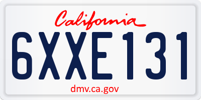 CA license plate 6XXE131