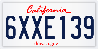 CA license plate 6XXE139