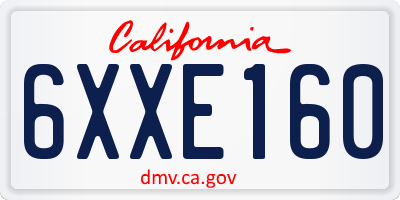 CA license plate 6XXE160