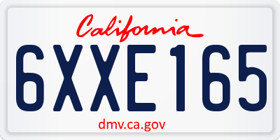 CA license plate 6XXE165