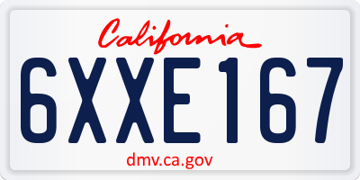 CA license plate 6XXE167