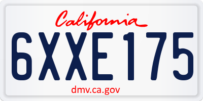 CA license plate 6XXE175