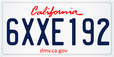 CA license plate 6XXE192