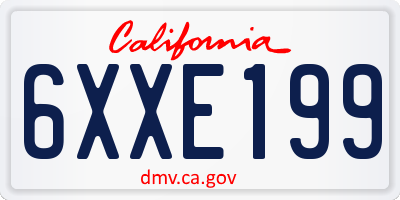 CA license plate 6XXE199