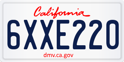 CA license plate 6XXE220