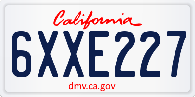 CA license plate 6XXE227
