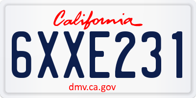 CA license plate 6XXE231