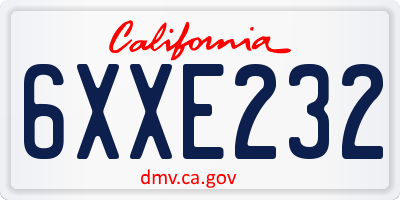 CA license plate 6XXE232