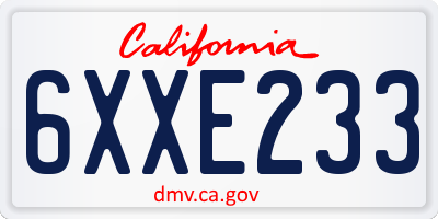 CA license plate 6XXE233