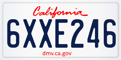CA license plate 6XXE246