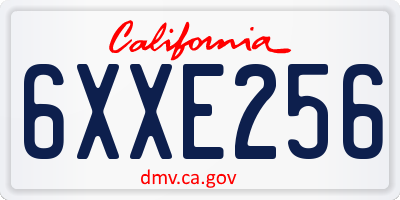 CA license plate 6XXE256