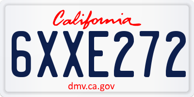 CA license plate 6XXE272