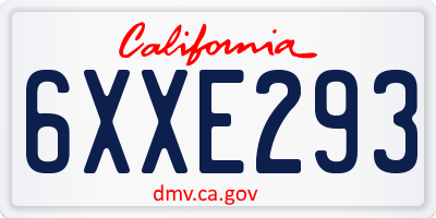 CA license plate 6XXE293